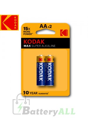 Kodak MAX Alkaline AA / R6P(UM-3) / IMPA 792403 / MN1500 1.5V Battery (2 pack)