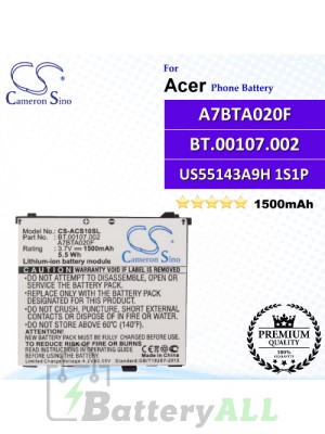 CS-ACS10SL For Acer Phone Battery Model US55143A9H 1S1P / A7BTA020F / BT.00107.002