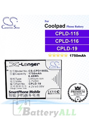 CS-CPD190SL For Coolpad Phone Battery Model CPLD-19 / CPLD-115 / CPLD-116