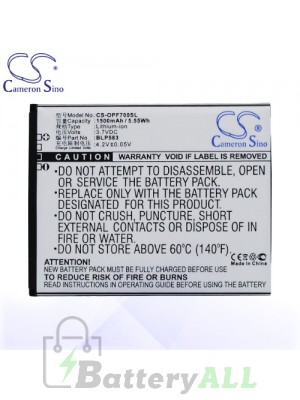 CS Battery for Oppo BLP583 / Oppo 1105 / 1107 / Find 7 Dual SIM Battery PHO-OPF700SL