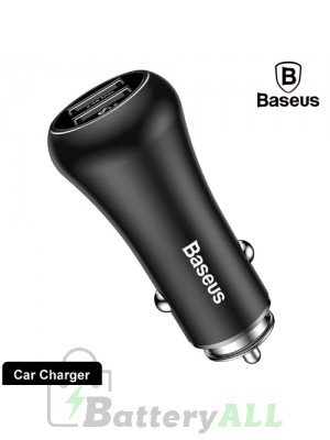 Baseus Gentleman Series QC3.0 Dual-USB Metal Smart Car Fast Charger IPXG0324B