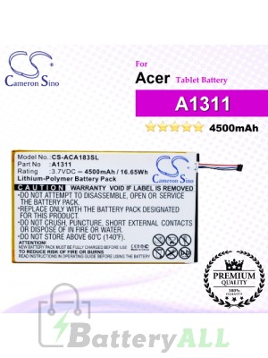 CS-ACA183SL For Acer Tablet Battery Model A1311 / KT.0010M.004